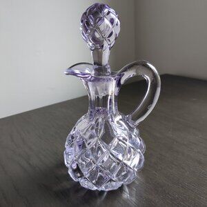[SOLD] Antique EAPG Heisey Pillows Lavender Depression Glass Cruet w/ Stopper 6"